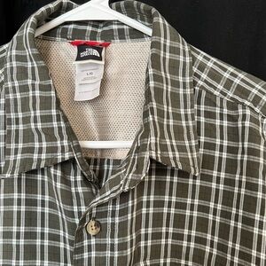 The north face green/white plaid long sleeve button down shirt, XL